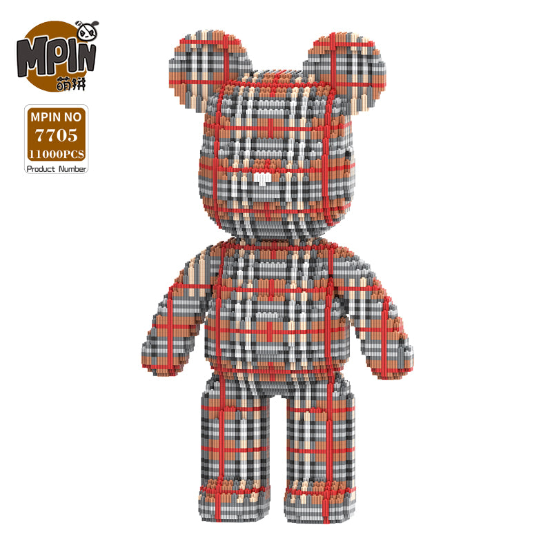 Grey Brown Plaid Bear 7705