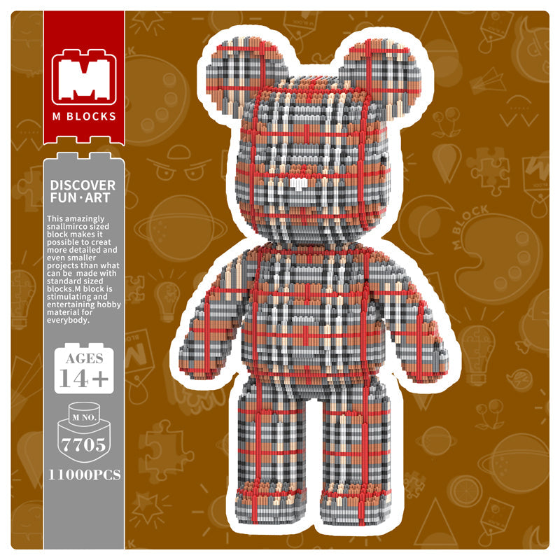 Grey Brown Plaid Bear 7705