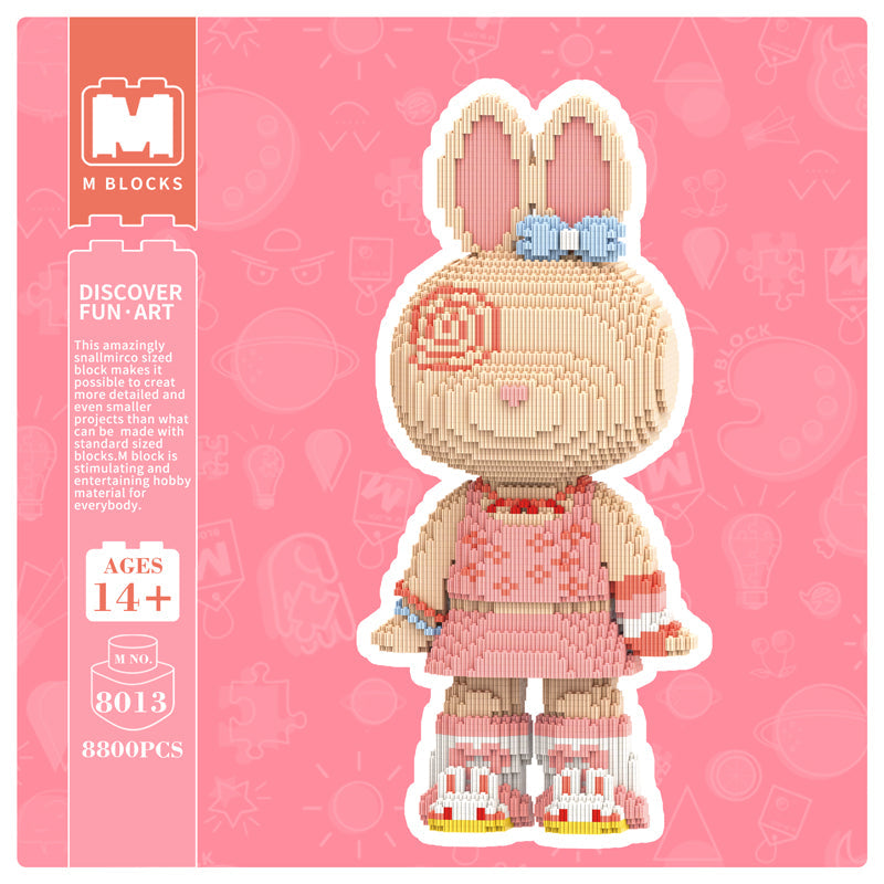 MOMO Bunny-Pink Dressed Rabbit Building Block Set 8013