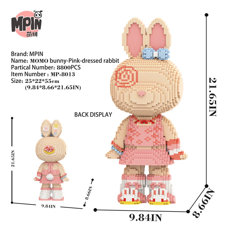 MOMO Bunny-Pink Dressed Rabbit Building Block Set 8013